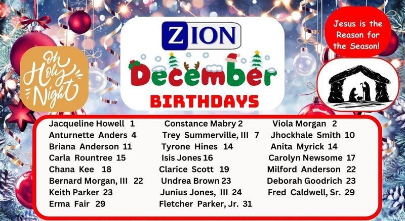 ZION  - December Birthdays